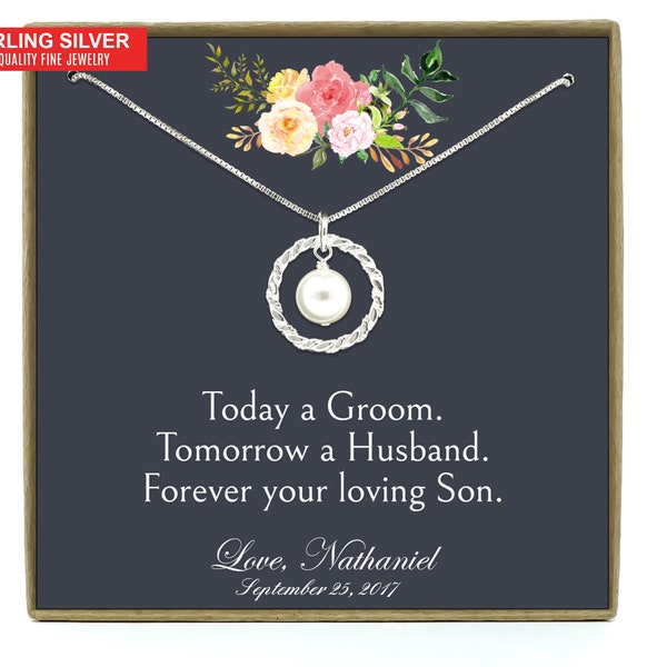 Mother of the Groom Gift from Son, Mom Wedding Gift from Son, Wedding gift from Groom to Mom, Necklace gift for mom, Wedding Gift from Son