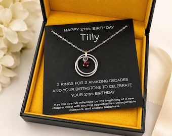 21st Birthday Gift Necklace: Birthday Gift, Jewelry Gift For Her, 21st Birthday Card