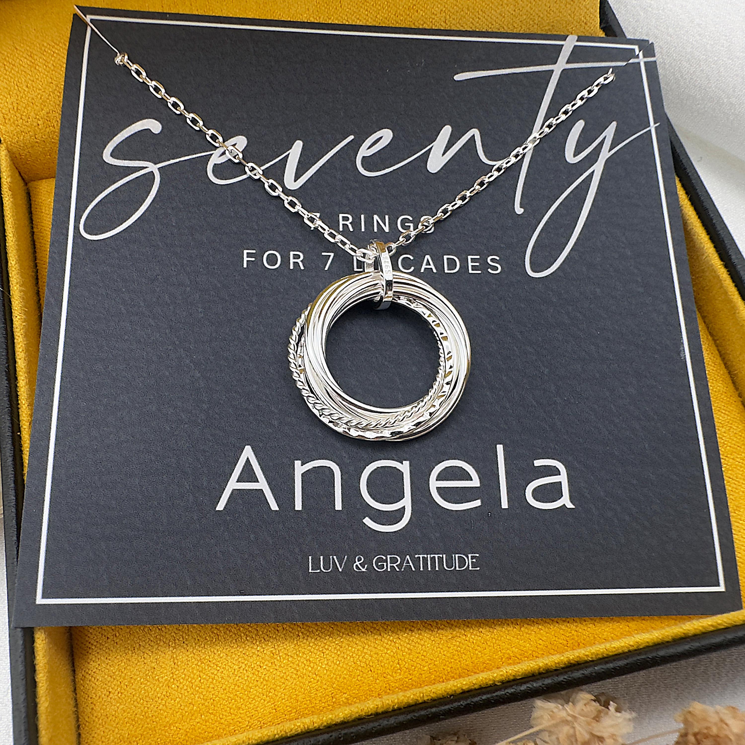 70th Birthday Gift for Women, 70th Birthday Gift for her, 70th birthday unique gifts, Happy 70th Birthday Gift, 7 Rings for 7 Decades