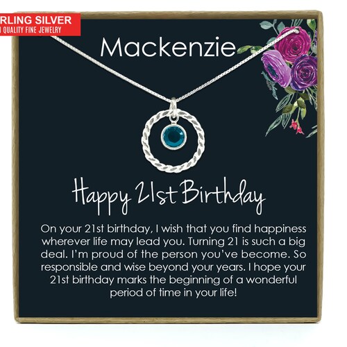21st Birthday Gift for Her 21st Birthday Jewelry Initial & - Etsy