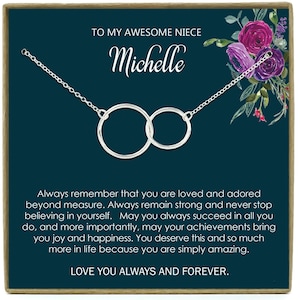 Cadeau d'anniversaire pour nièce, cadeau pour nièce, cadeau nièce, carte d'anniversaire nièce, cadeau pour collier nièce, bijoux nièce, cadeau nièce de tante