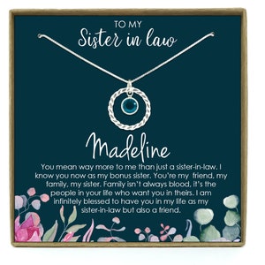 Sister in Law Necklace Sister-in-Law Birthday Gift for Sister in Law Gift from Bride Best Sister in Law