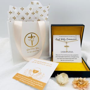 First Communion Necklace: First Communion Gift, First Holy Communion, 1st Communion, Girl First Communion, Infinity 18k Gold Cross