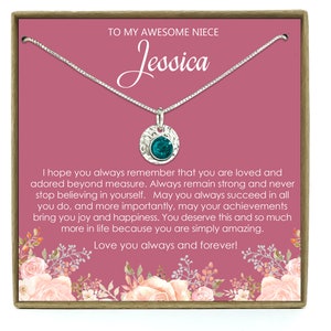 Cadeau pour collier nièce, collier en argent sterling, bijoux nièce, cadeau pour nièce de tante, collier avec pierre de naissance nièce