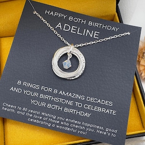 80th Birthday Gift for Women, 80th Birthday Gift for her, Eighty and Fabulous, Happy 80th Birthday Gift, 8 Rings for 8 Decades, 8 Rings Gift