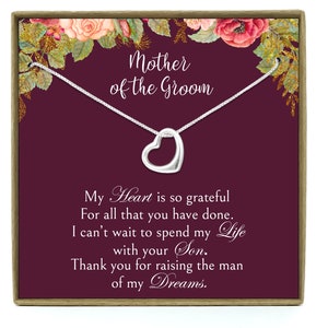 Mother of the Groom Gift, Mother of the Bride Gift , Mother in law Gift, Mother in law Necklace, 925 Sterling silver, Open Heart Necklace