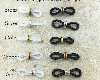 20 Silver Eye Glasses Spectacle Chain Strap Holder Rubber Loop Ends 20mm. A11
