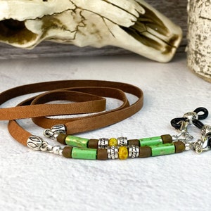 Leather cords straps for eyeglasses readers sunglasses. Eyeglass chain.