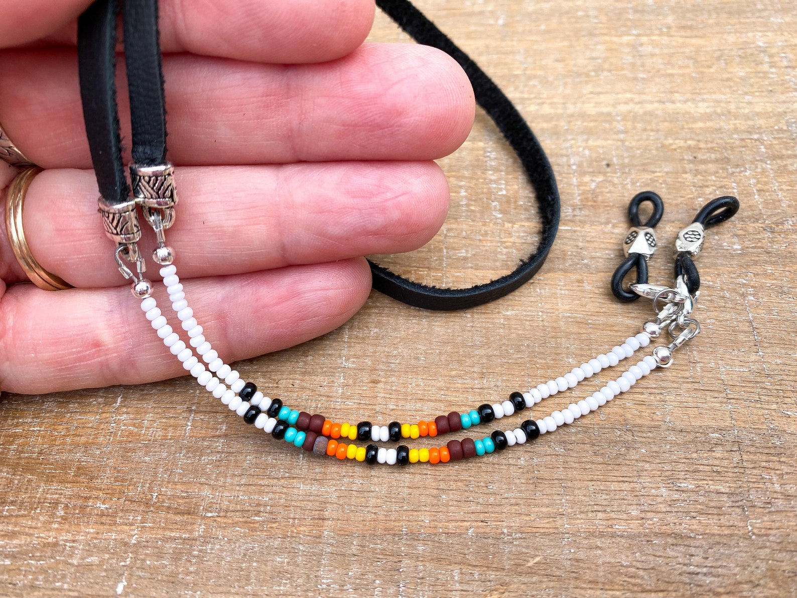 Southwest Beaded Eyeglass Chain. Leather Sunglasses Chain. Eye Etsy