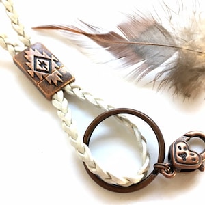 Braided leather ID badge lanyard. Detachable magnetic nurse lanyard key holder. Leather teacher lanyard. Request custom length. Many colors.