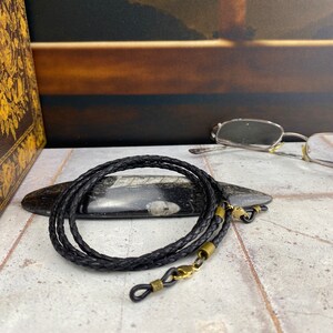 Rugged black braided glasses chain with bronze hardware. Sunglasses holder strap. Eyeglass chain and sunglasses chain for men. Free shipping image 3