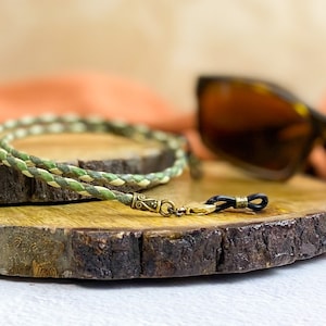 Braided vegan eyeglass chain. Camo Glasses Chain. Sunglasses glasses chain. Rugged cord for reading glasses. Choose your length and color.