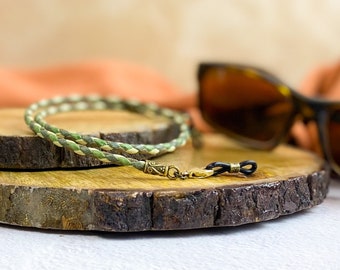 Braided eyeglass chain. Camo Glasses Chain. Sunglasses glasses chain. Rugged cord for reading glasses. Choose your length and color.