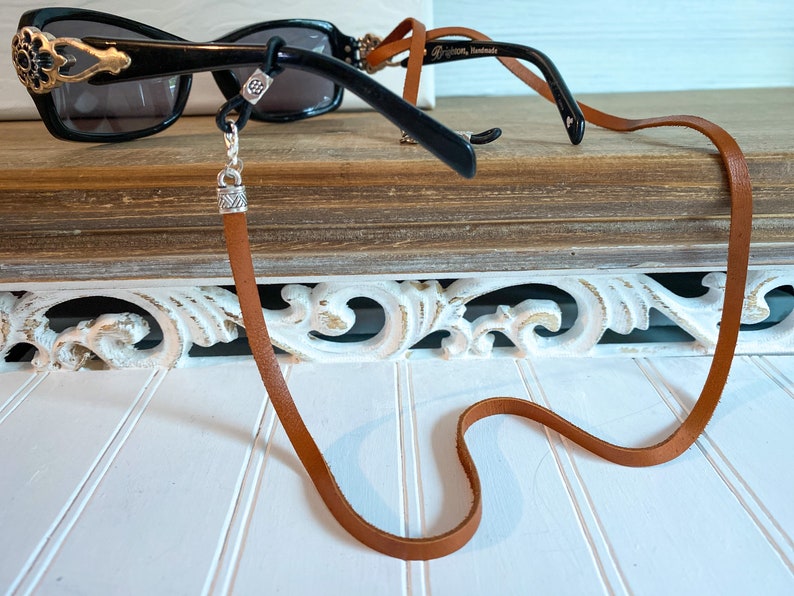 Premium Saddle Brown Leather Eyeglass Chain Eye Glass Chains Etsy
