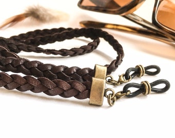 Hand Braided Deerskin Leather Eyeglass Chain: Rustic Sunglasses Holder