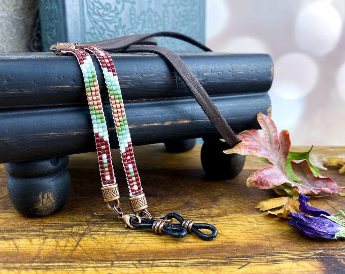 Leather eyeglass Cord with charm