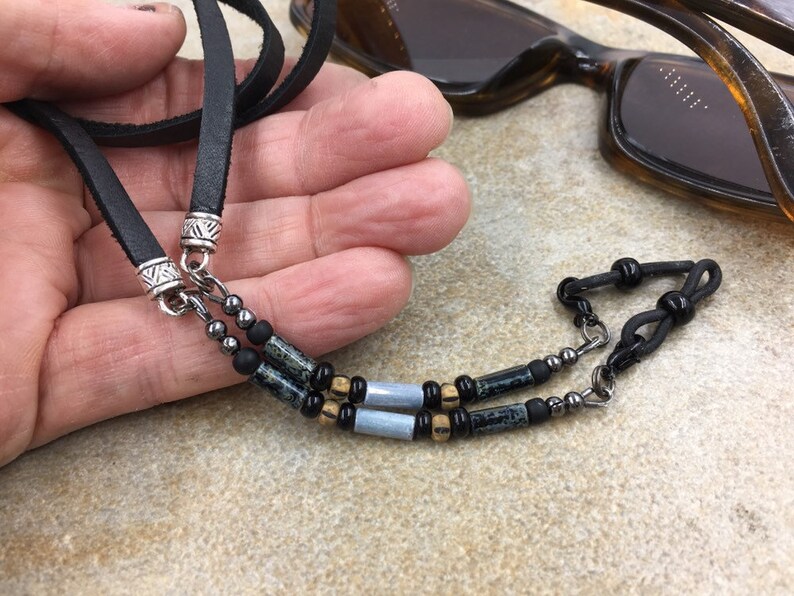 Denim Blue Beaded Leather Cord for Eyeglasses and Sunglasses Etsy