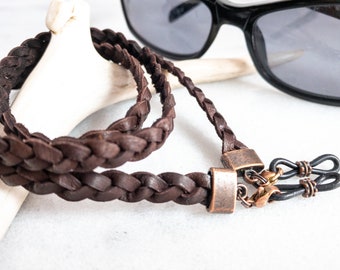 Braided Deerskin Leather Eyeglass Chain: Rustic Sunglasses Holder