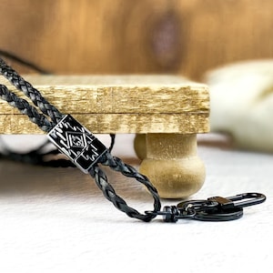 Braided leather lanyard with detachable magnetic id name badge key holder. Teacher nurses lanyard. Many colors and lengths. Coworker gifts.