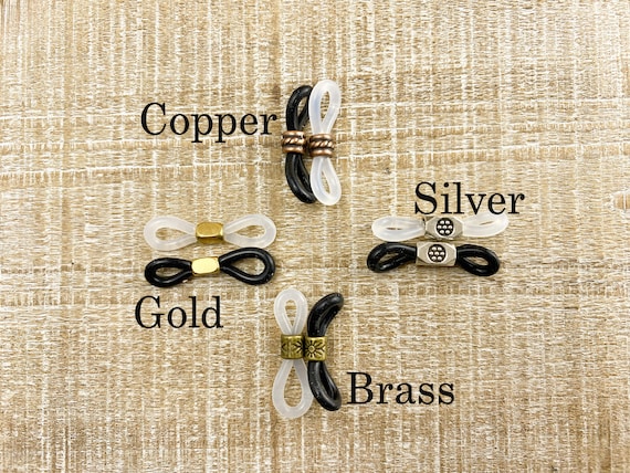 Eyeglass Grips, Rubber Eye Glasses Chain Ends, Glasses Loops, Replacement  Part for Eyeglass Chains, Silver Copper Gold Brass Black Frosted. 