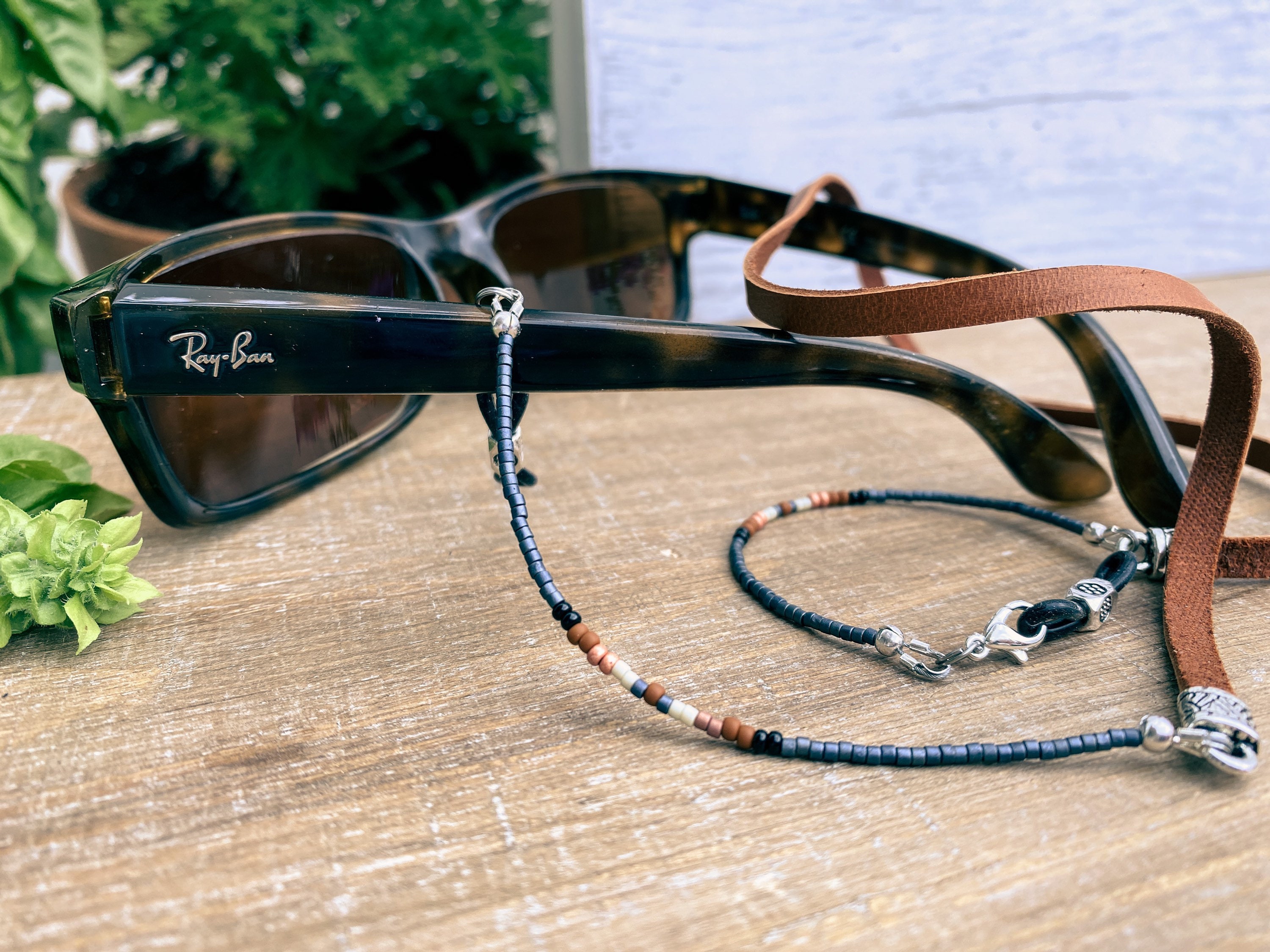 Mens Rugged Western Style Eyeglass Chain. Leather Sunglasses Etsy