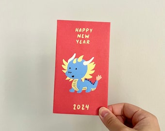 Printable Year of the Blue Dragon 2024 Red Envelope Template - Instant Download/Digital File