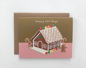 Gingerbread House - Christmas Card, Holiday Card, Blank Card