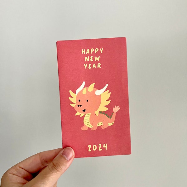 Printable Year of the Dragon 2024 Red Envelope Template - Instant Download/Digital File