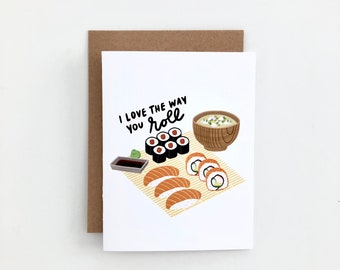 Love The Way You Roll - Love Card, Friendship Card, Anniversary Card, Everyday Card, Valentine's Day Card