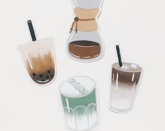 Coffee Die Cut Clear Sticker Set