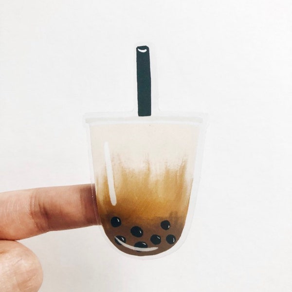 Brown Sugar Boba/Milk Tea/Bubble Tea Die Cut Clear Sticker