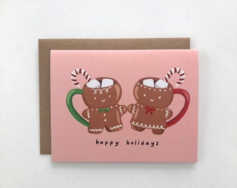Gingerbread Mugs - Christmas Card, Holiday Card, Blank Card, Holiday Season Card