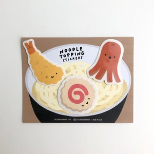 Noodle Topping Clear Die-Cut Stickers - Set of 3 Stickers
