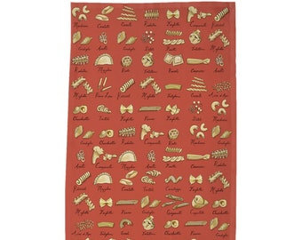 Italian Pasta Shapes Chart Tea Towel