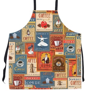 Vintage Inspired Colorful Coffee Collage Apron