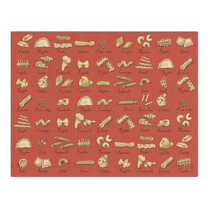 Italian Pasta Shapes Woven Placemats Tomato Red B