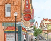 San Francisco Chinatown Eastern Bakery Scene on Grant Ave, Archival Wall Art Print