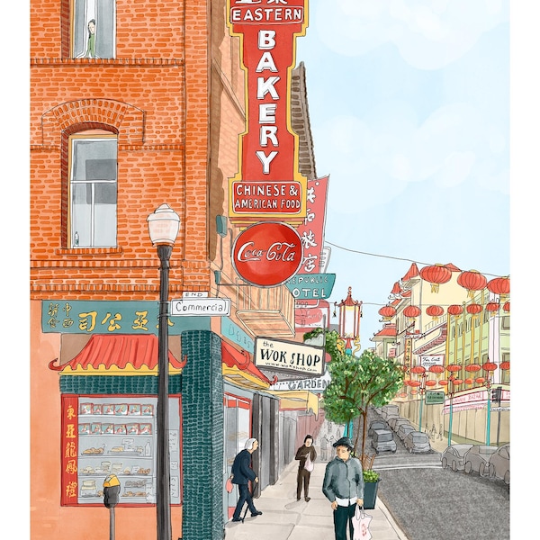 San Francisco Chinatown Art Print; Eastern Bakery on Grant Ave, Archival Wall Art