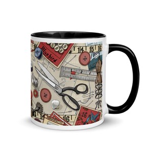 Sewing Mug beige with Black Inside