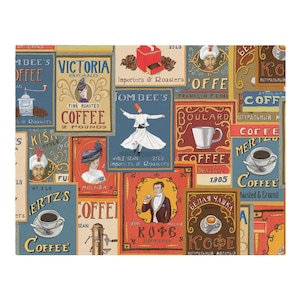 Vintage Style Coffee Art 100% Cotton Woven Placemats