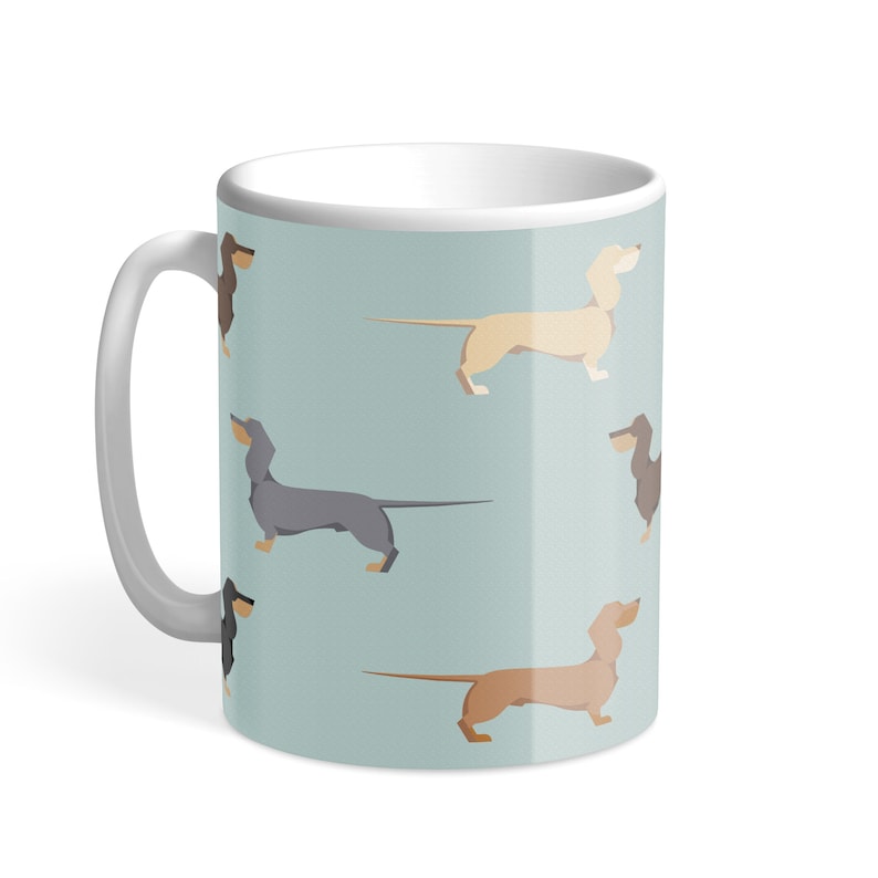 Chocolate, Blue, Cream, Black and Red Dachshund Mug Unique Sausage Dog Gift Robin's Egg Blue Mug image 5