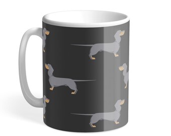 Blue and Tan Dachshund Mug - Unique Sausage Dog Gift (Charcoal Mug)