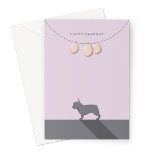 Blaue französische Bulldogge Geburtstagskarte - Happy Barkday für alle Hundeliebhaber!