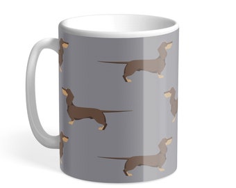 Chocolate and Tan Dachshund Mug - Unique Sausage Dog Gift (Graphite Mug)