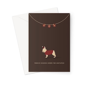 Fawn French Bulldog Festive Hound & Herringbone Saudação/Cartão de Natal