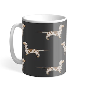 Chocolate Dapple Dachshund Mug - Unique Sausage Dog Gift (Charcoal Mug)