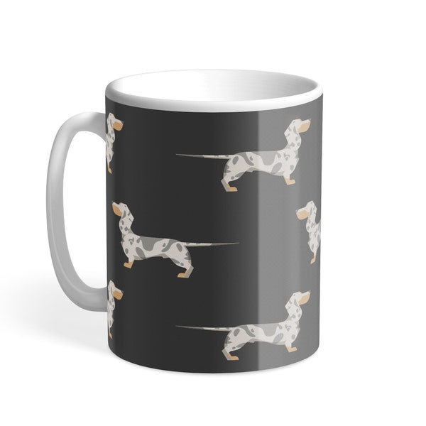 Silver Dapple Dachshund Mug - Unique Sausage Dog Gift (Charcoal Mug)