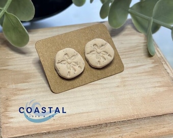Handmade Sand Dollar Studs | Hypoallergenic Polymer Clay Earrings