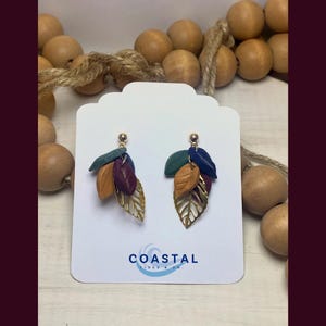 Handmade Polymer Clay Leaf Dangle Earrings | Fall Jewelry