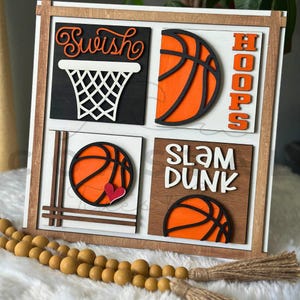 Basketball Themed Interchangeable Mini Signs | Holds 4.25” Mini Signs | Home Decor Gift | Seasonal Decor | Mini Basketball Signs